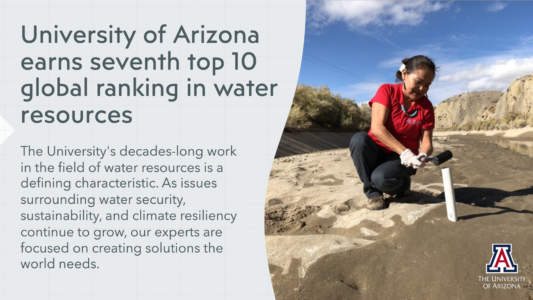University of Arizona earns seventh top 10 global ranking in water resources