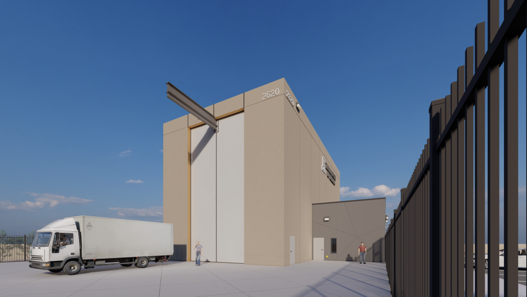 rendering of mission integration lab's high bay hangar