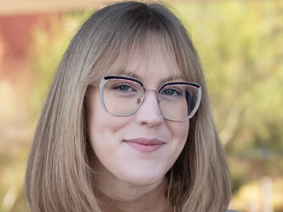 Woman with glasses and long bob