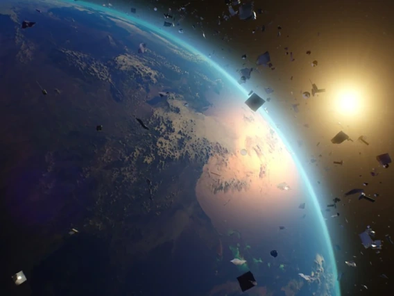 Space traffic and space junk image