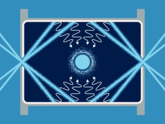 Illustration of laser-driven fusion energy.