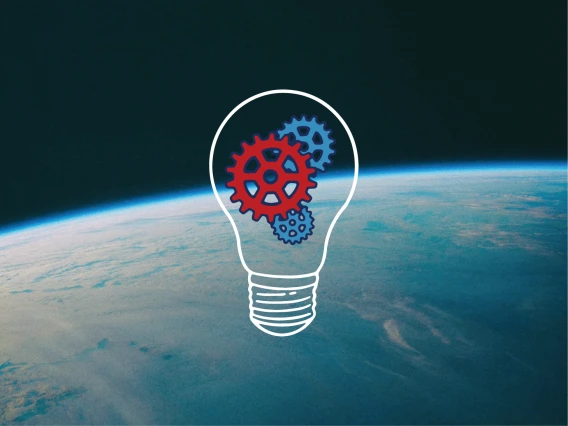 Graphic lightbulb overlaying planet earth