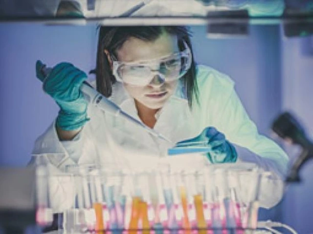 female lab researcher