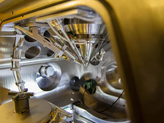 Close-up of a focused ion beam