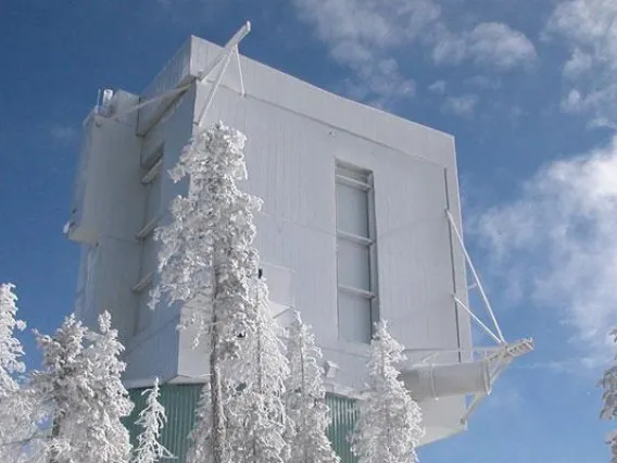 The Univeristy of Arizona's Large Binocular telescope snow on Mt Graham International Observatory