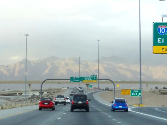 cars on I-10 outside of Tucson Arizona