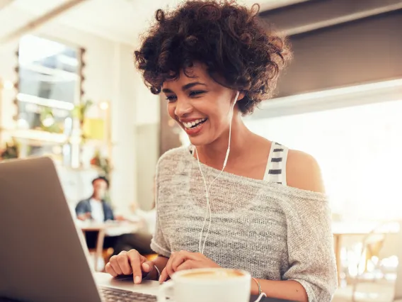 Photo of woman using a laptop computer