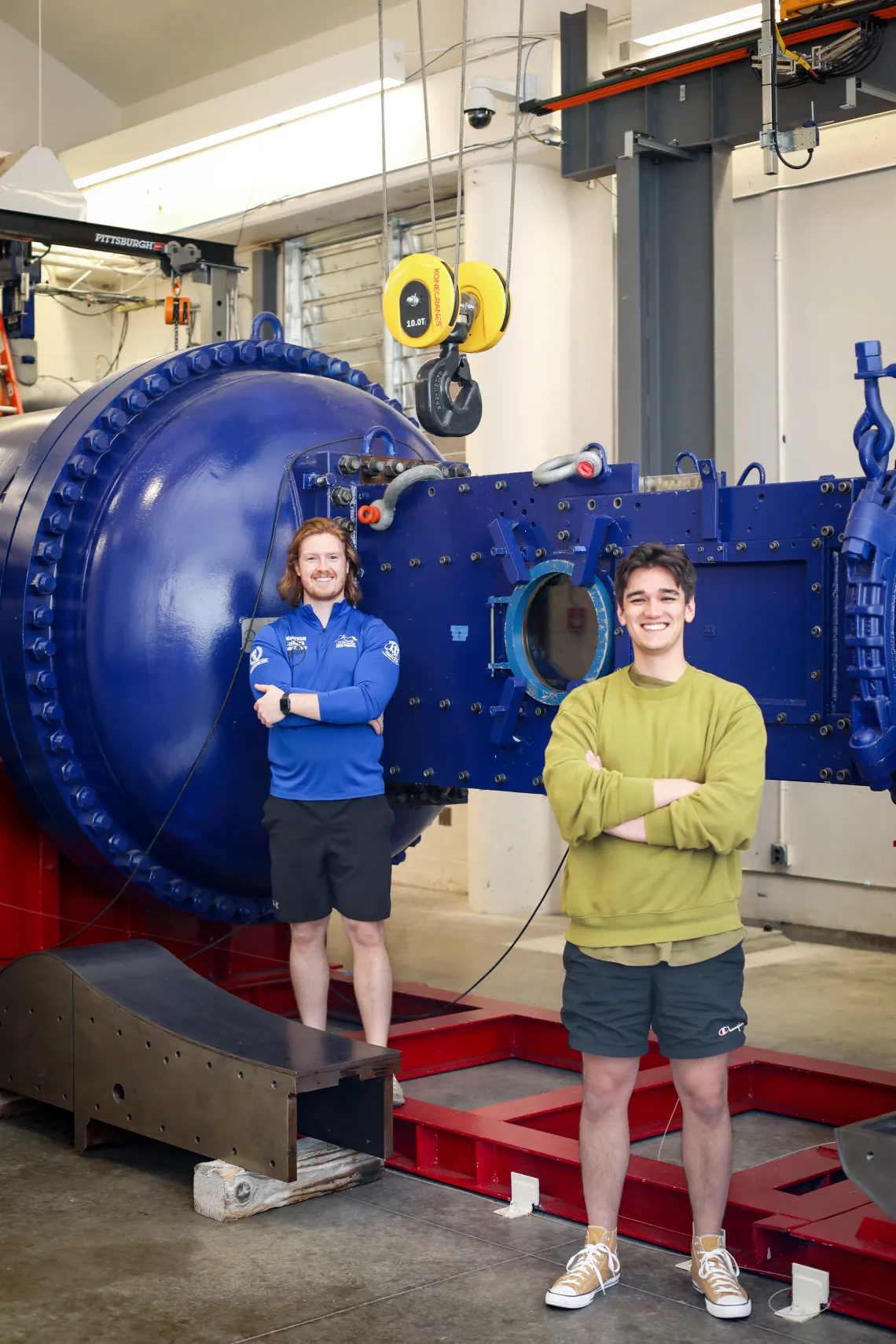 Research students with the "Big Blue Windtunnel".