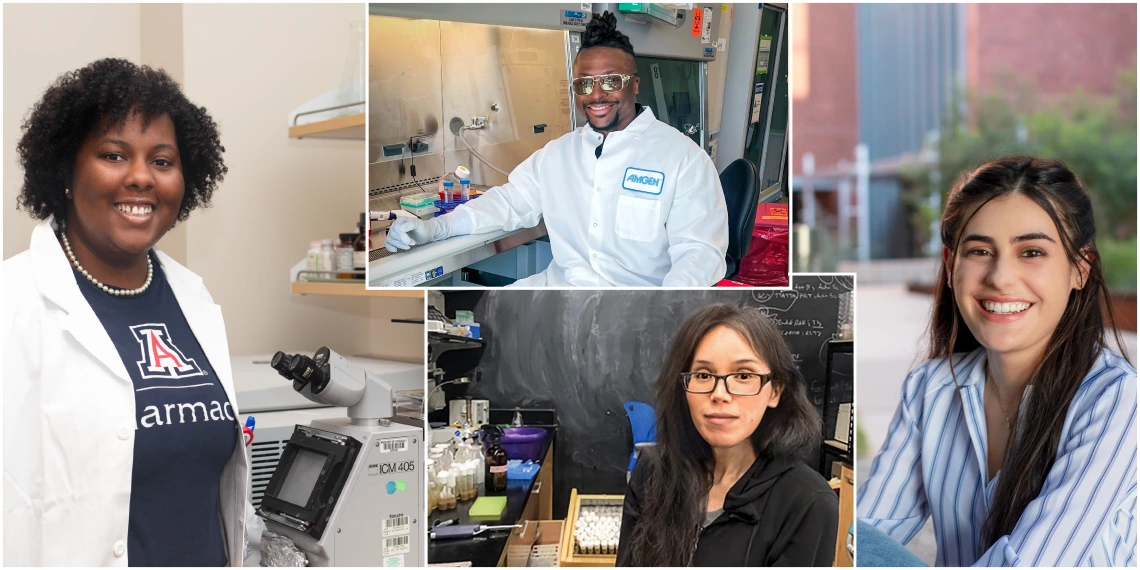 Collage of four students