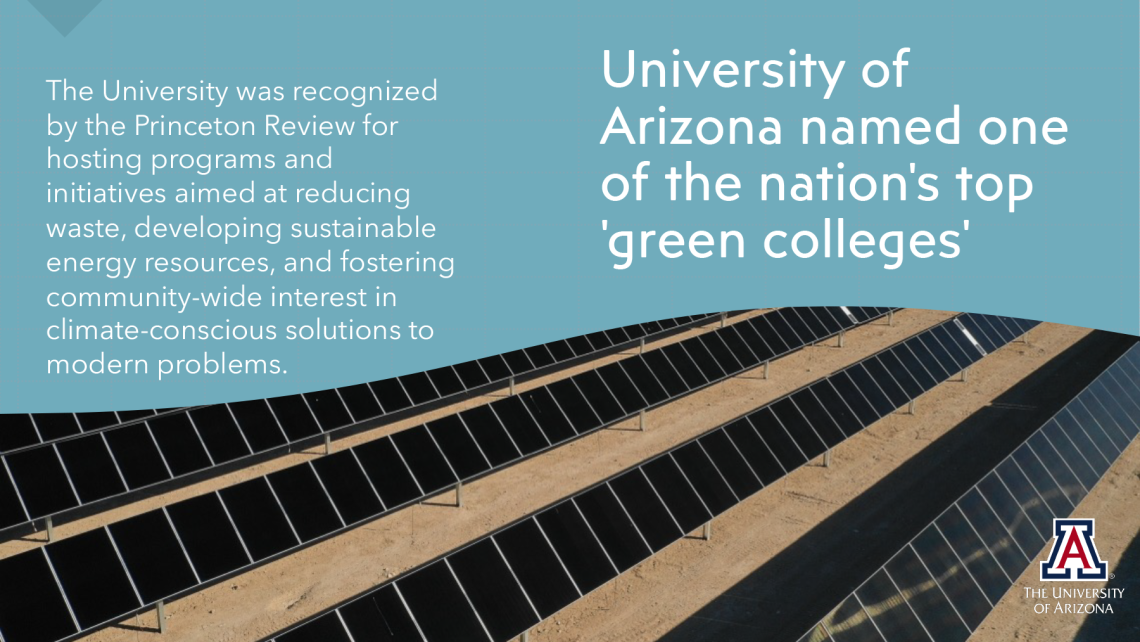 University of Arizona named one of the nation's top 'green colleges'
