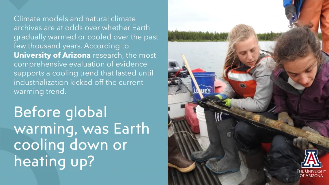 According to University of Arizona research,Earth was gradually cooling  until industrialization kicked off the current warming trend.  