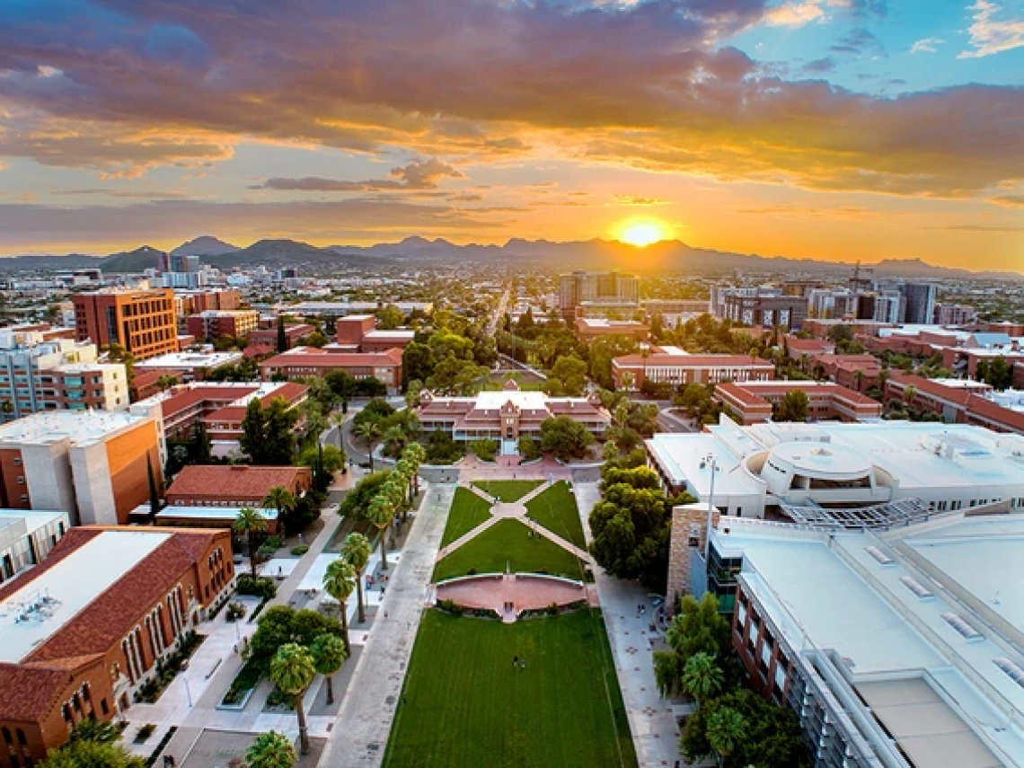 University of Arizona campus at sunset.