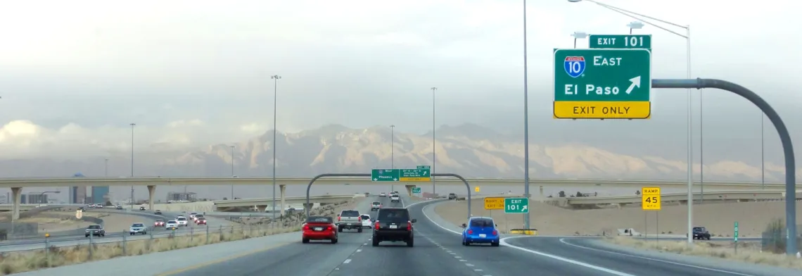 cars on I-10 outside of Tucson Arizona