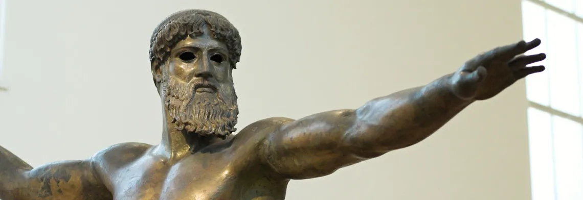 Zeus Bronze statue, olympics dedicated to Zeus while done naked