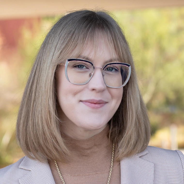 Woman with glasses and long bob