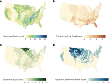 Graphic, provided by Nature Medicine, shows total count of flood events by cause between 2001-2018.