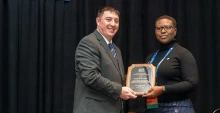 Angelina Anani accepts the Mining & Engineering Young Professional Award in February.