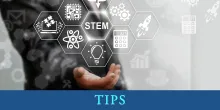 Illustration for Training Grants hand with stem symbols