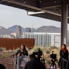 a press conference on the roof of ENR2 overlooking the city of Tucson