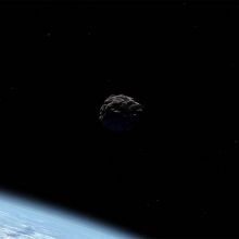 Artist&#039;s concept of a near-Earth object.