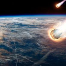 Artist impression of asteroids impacting Earth