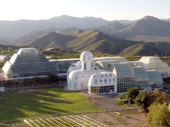 aerial overhead photo of the Biosphere 2 facility