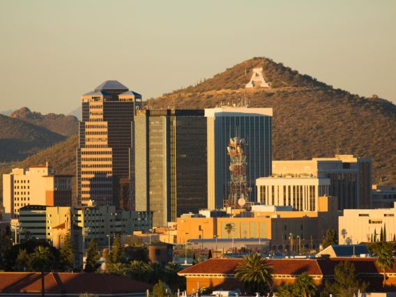 A few of the Tucson skyline with Sentinel Peak in the background. 