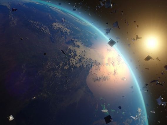 Satellites and space debris orbit Earth