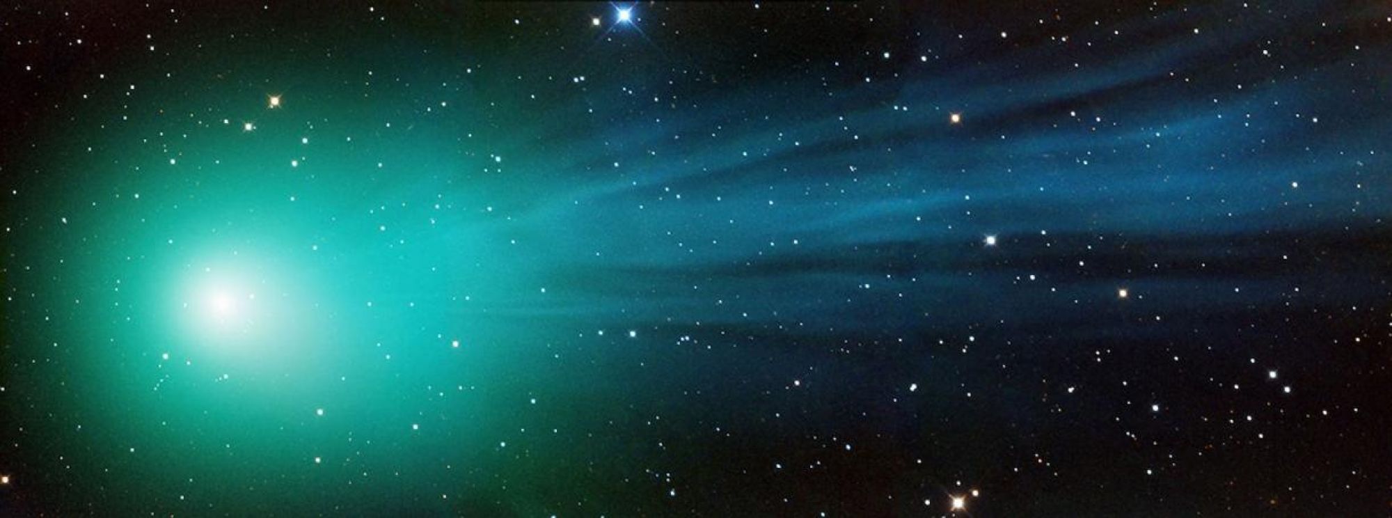 Image of Comet Lovejoy, also known as C/2014 Q2, passing through the solar system more than 50 million miles away from our own planet.