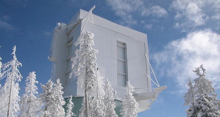 The Univeristy of Arizona's Large Binocular telescope snow on Mt Graham International Observatory