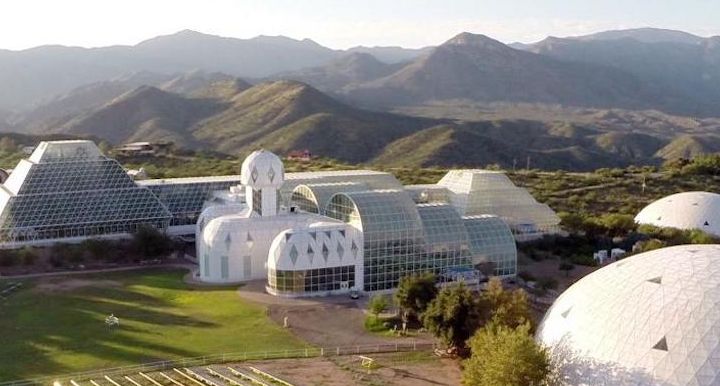 aerial overhead photo of the Biosphere 2 facility