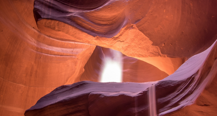 a waterfall inside a cave