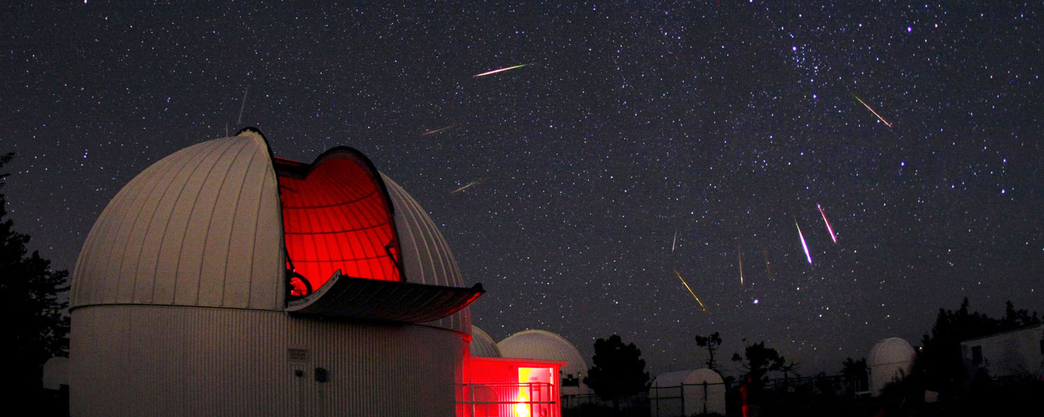 Four telescope domes opened up, tracking a meteor shower.